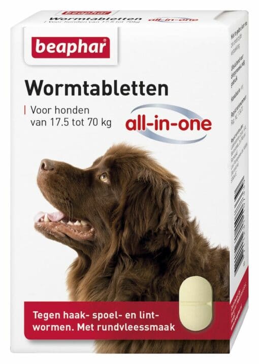 Beaphar wormtabletten all-in-one hond 17,5-70kg 2 tabletten