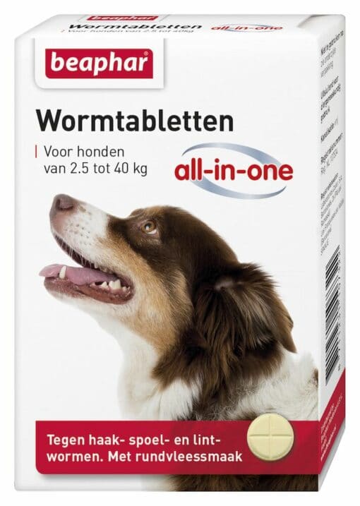 Beaphar wormtabletten all-in-one hond 2,5-40kg 4 tabletten