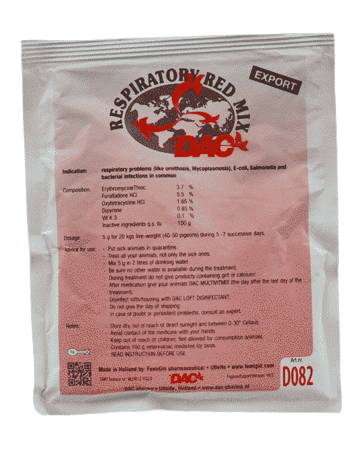 Dac pharma respiratoire red mix (ornithose, mycoplasmosis, coryza, e-coli, salmonella)